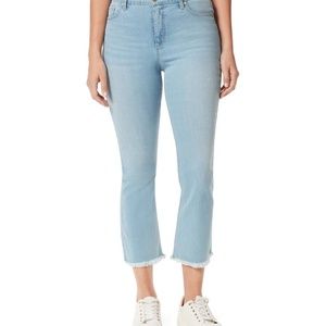 Sz 14 Gloria Vanderbilt Crop Whitehaven Jeans w/Fray Hem
